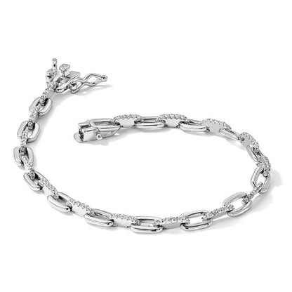 Sterlingsilber Rhodiniert mit Zirkonia Glieder 7 Zoll Armband