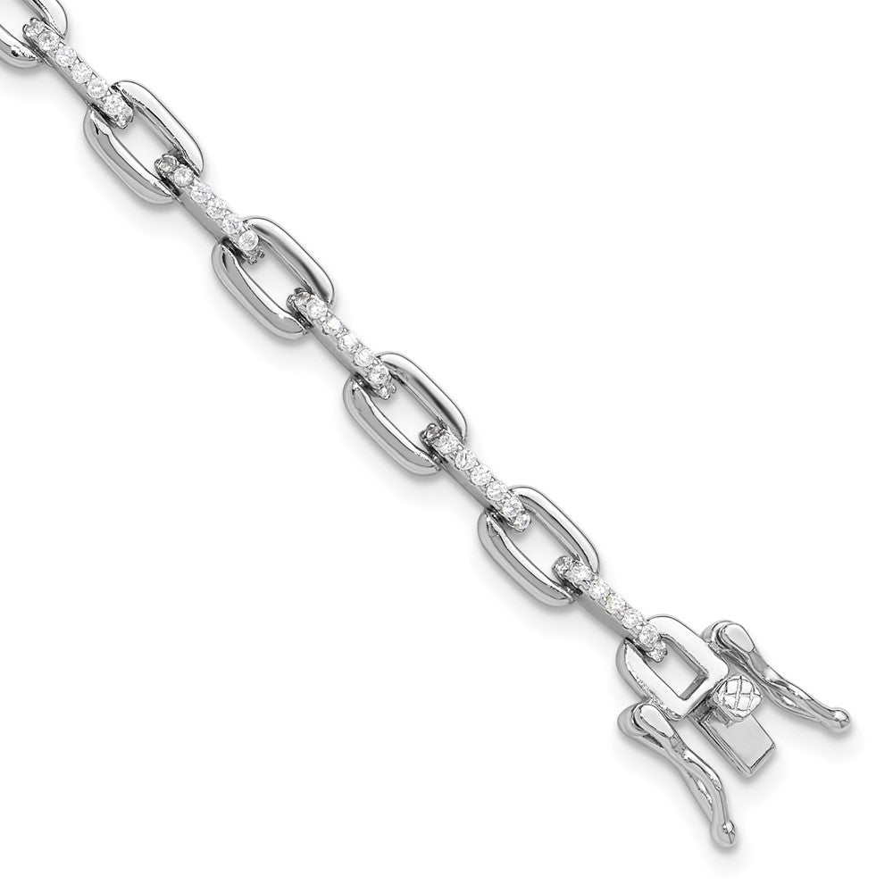 Sterlingsilber Rhodiniert mit Zirkonia Glieder 7 Zoll Armband