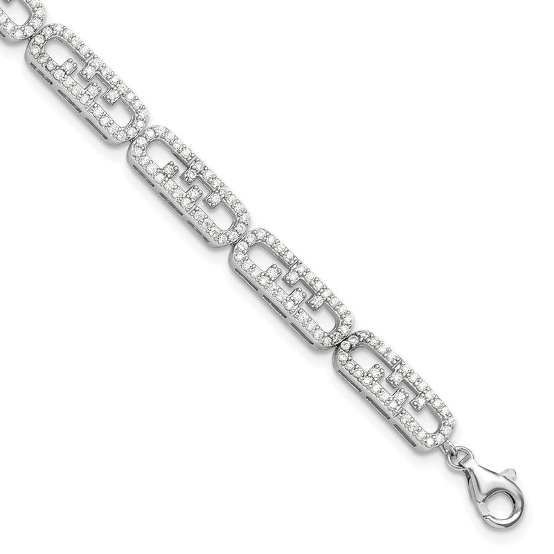 Sterlingsilber Rhodiniert Zirkonia Fantasie mit 1 Zoll Verlängerung. Armband
