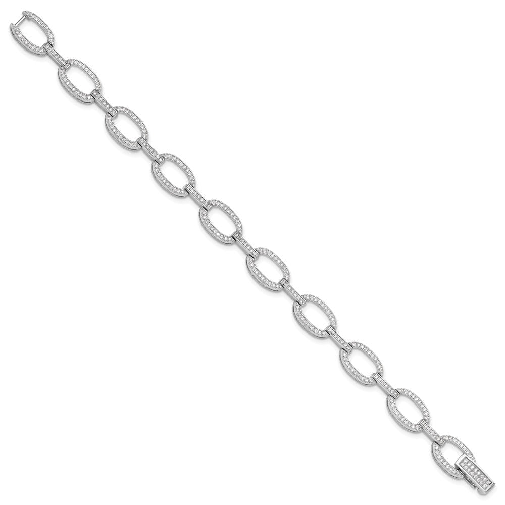 Sterlingsilber Rhodiniert Zirkonia Oval Glieder Armband