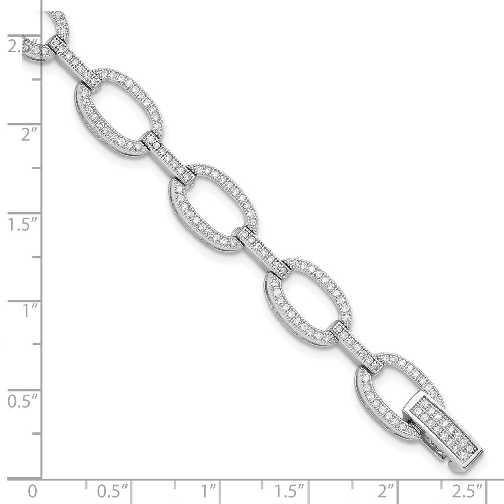 Sterlingsilber Rhodiniert Zirkonia Oval Glieder Armband