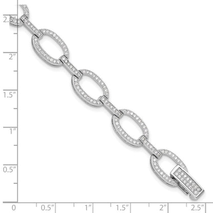 Sterlingsilber Rhodiniert Zirkonia Oval Glieder Armband