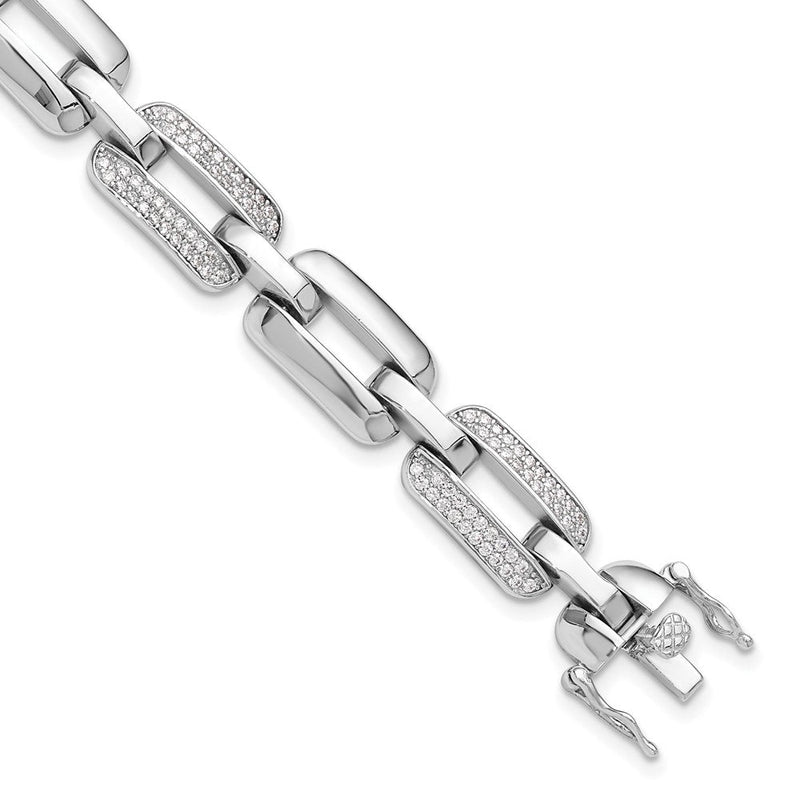 Sterlingsilber Rhodiniert mit Zirkonia Offen Glieder 7.25 Zoll Armband