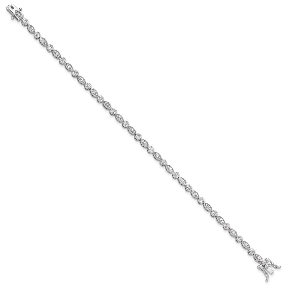 Sterlingsilber Rhodiniert Rund/marquise Muster Zirkonia 7.5 Zoll Armband