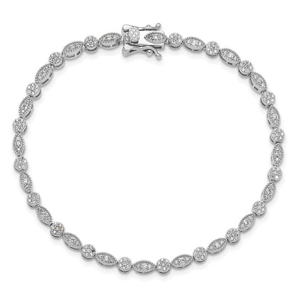 Sterlingsilber Rhodiniert Rund/marquise Muster Zirkonia 7.5 Zoll Armband