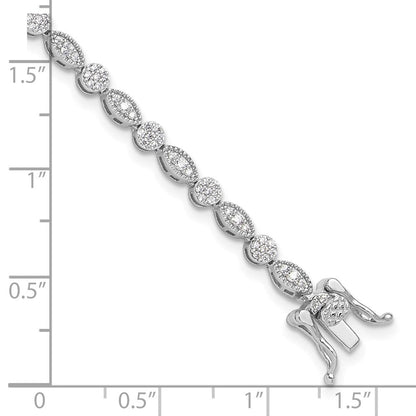 Sterlingsilber Rhodiniert Rund/marquise Muster Zirkonia 7.5 Zoll Armband