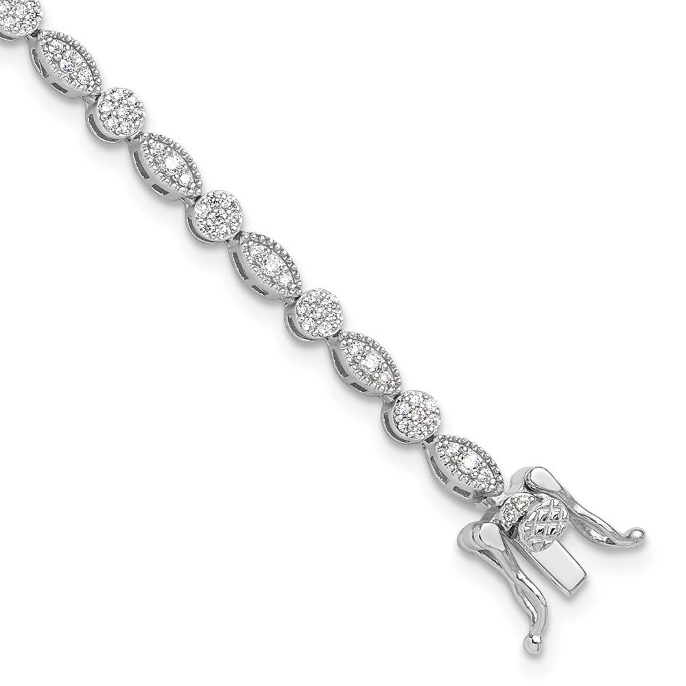 Sterlingsilber Rhodiniert Rund/marquise Muster Zirkonia 7.5 Zoll Armband
