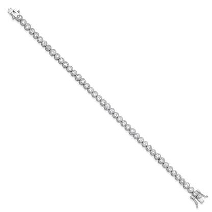 Sterlingsilber Rhodiniert 3.5 Mm Rund Zirkonia 7.5 Zoll Tennis Armband