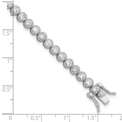 Sterlingsilber Rhodiniert 3.5 Mm Rund Zirkonia 7.5 Zoll Tennis Armband