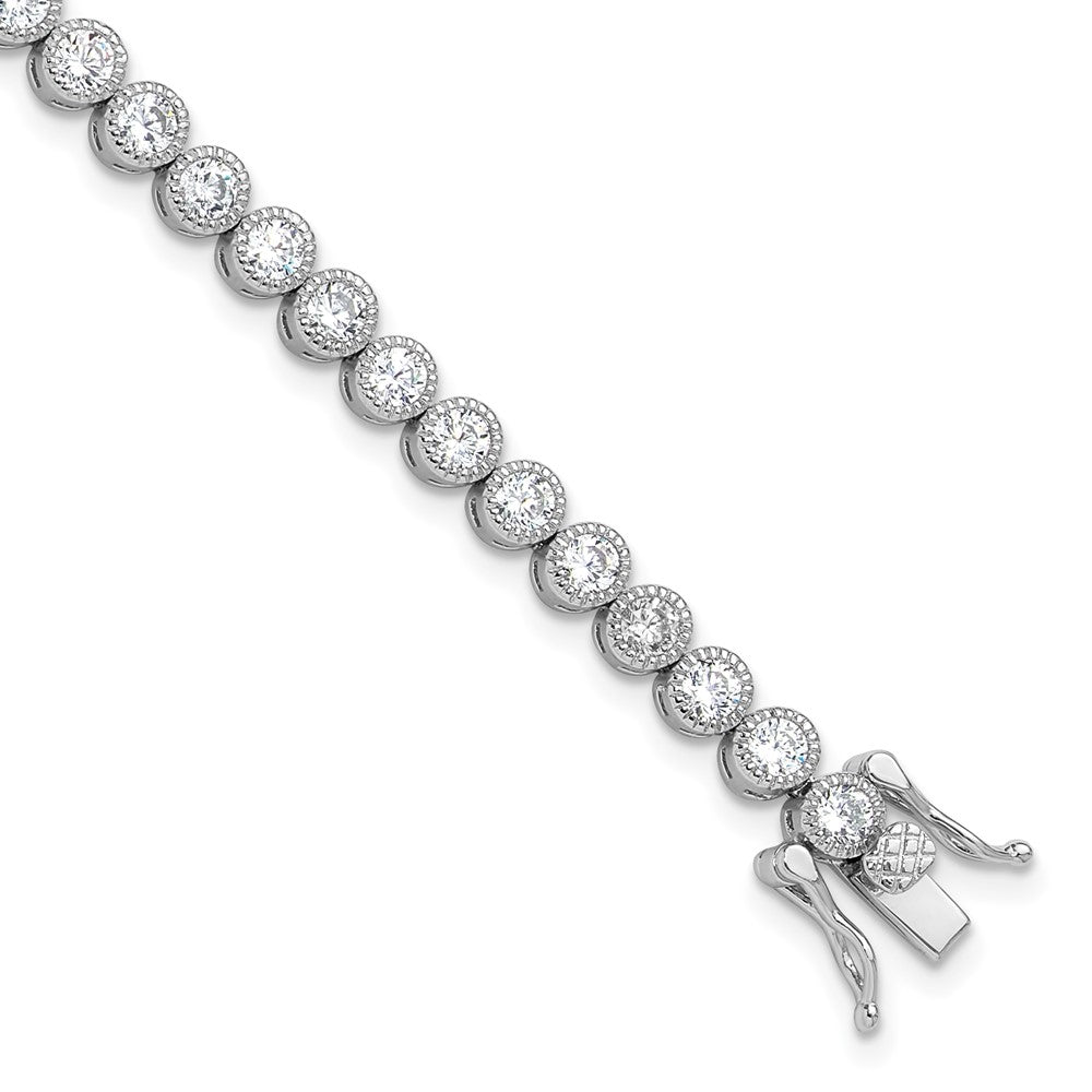Sterlingsilber Rhodiniert 3.5 Mm Rund Zirkonia 7.5 Zoll Tennis Armband