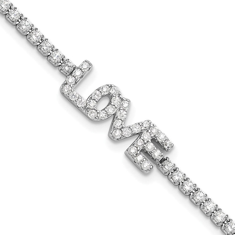 Sterlingsilber Rhodiniert Zirkonia Liebe 7.25 Zoll Tennis Armband