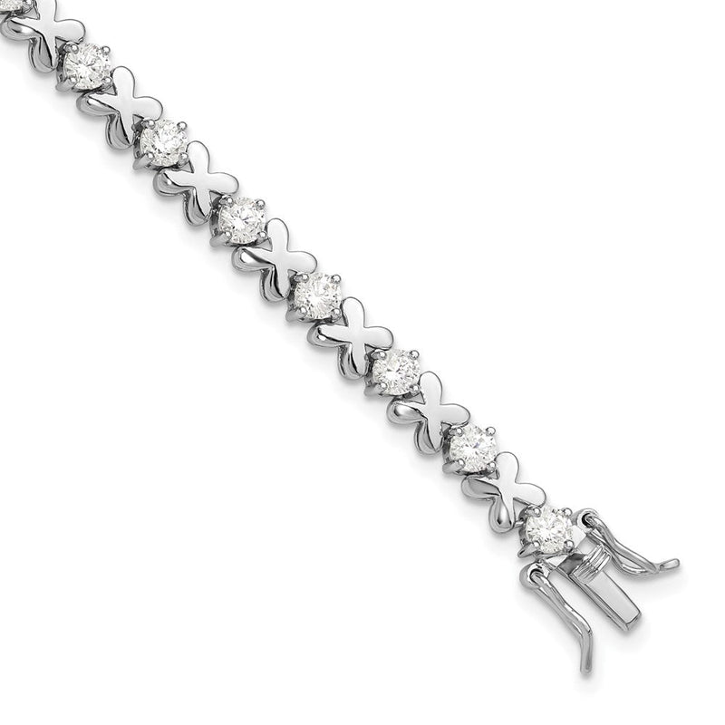 Sterlingsilber Rhodiniert Poliert Fantasie X Zirkonia Tennis Armband