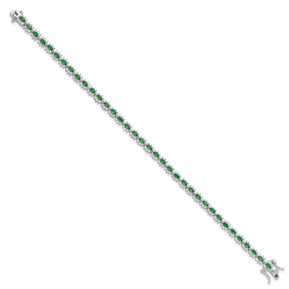 Sterlingsilber Rhodiniert mit Grün und Weiß Zirkonia 7.5 Zoll Armband