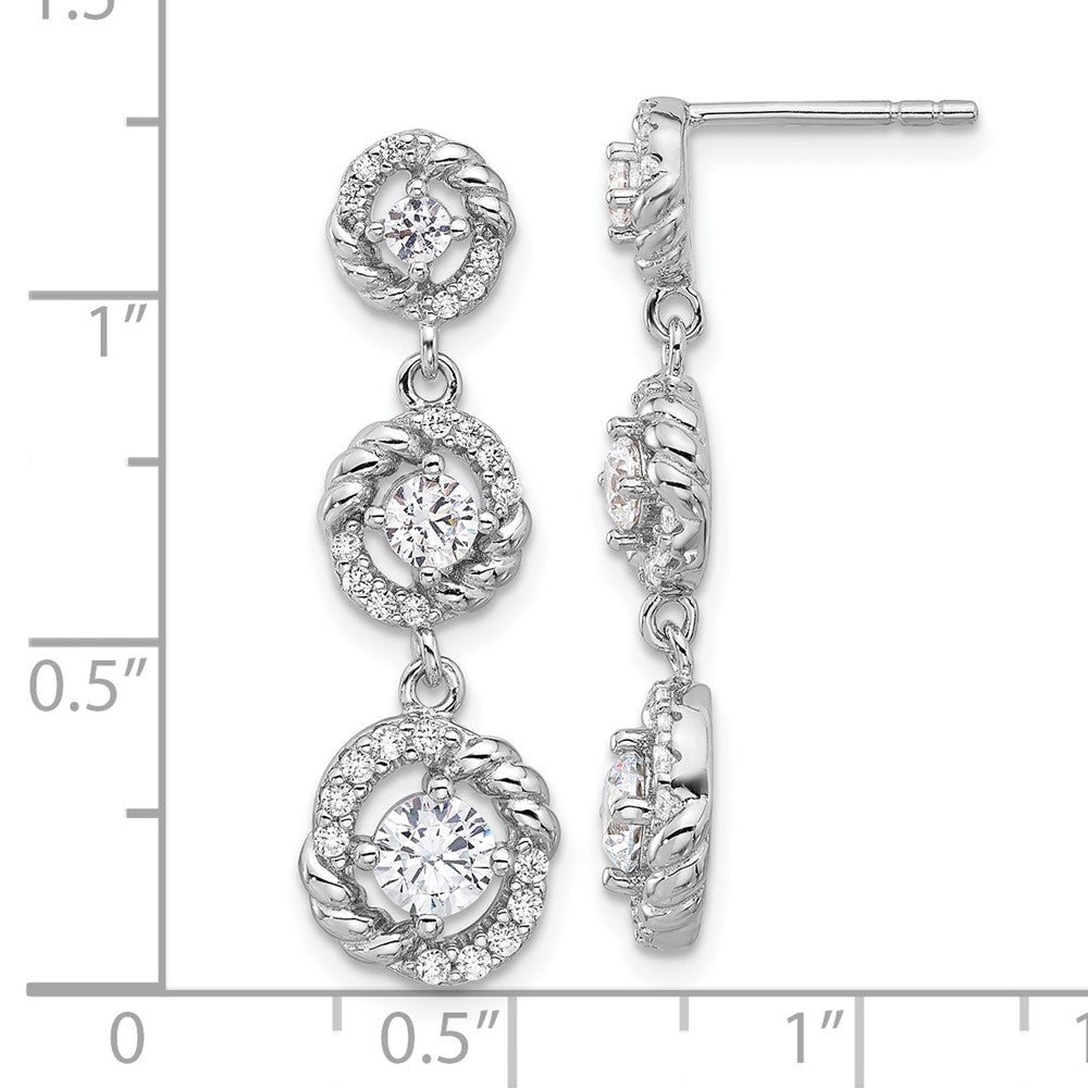 Feuer Sterlingsilber Rhodiniert Zirkonia Hängend Ohrstecker