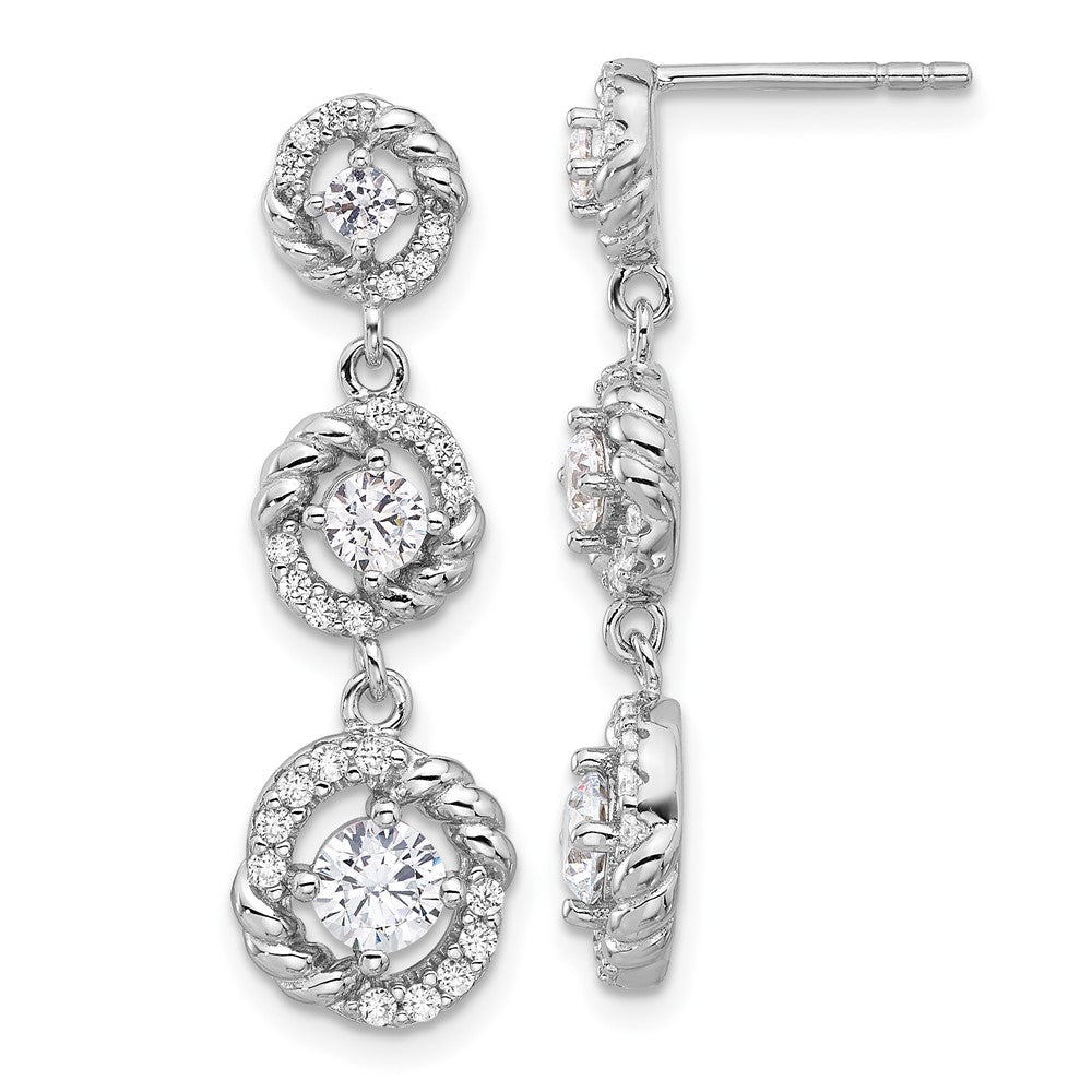 Feuer Sterlingsilber Rhodiniert Zirkonia Hängend Ohrstecker