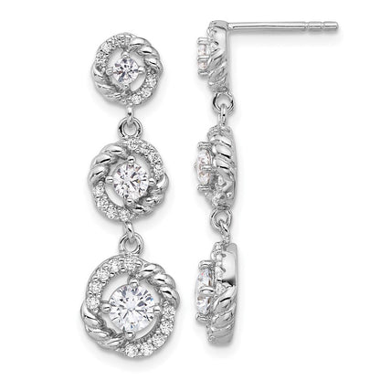 Feuer Sterlingsilber Rhodiniert Zirkonia Hängend Ohrstecker