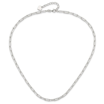 Sterlingsilber 4.2mm Büroklammer Glieder mit 2 Zoll Verlängerung Halskette