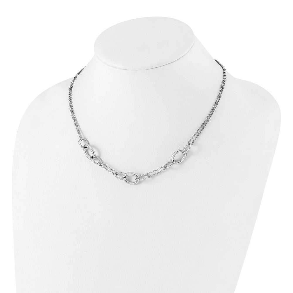 Sterlingsilber Rhodiniert 18 Zoll mit 1.5 Zoll Verlängerung Interlocking Kreise Halskette