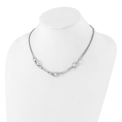 Sterlingsilber Rhodiniert 18 Zoll mit 1.5 Zoll Verlängerung Interlocking Kreise Halskette