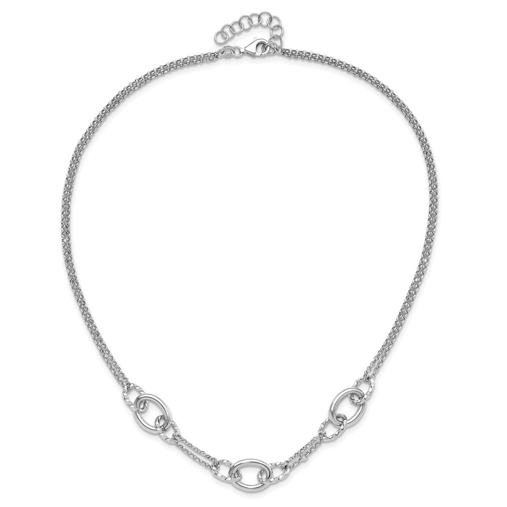Sterlingsilber Rhodiniert 18 Zoll mit 1.5 Zoll Verlängerung Interlocking Kreise Halskette