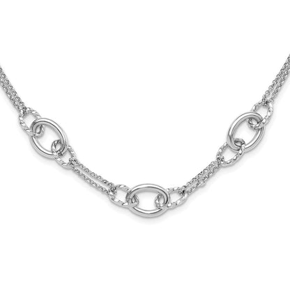 Sterlingsilber Rhodiniert 18 Zoll mit 1.5 Zoll Verlängerung Interlocking Kreise Halskette