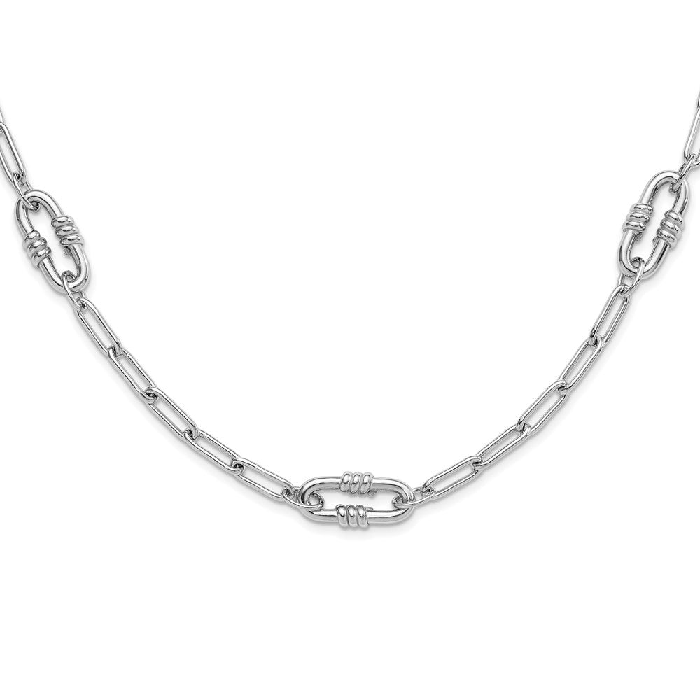 Sterlingsilber Rhodiniert Hohl Büroklammer Glieder 24 Zoll Halskette