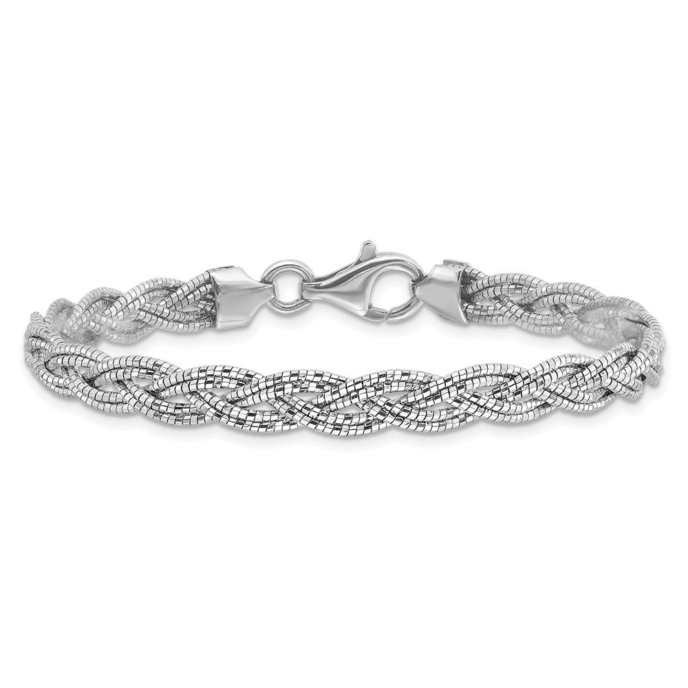Sterlingsilber Poliert Rhodiniert Diamantiert Geflochten Armband