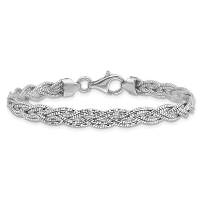 Sterlingsilber Poliert Rhodiniert Diamantiert Geflochten Armband