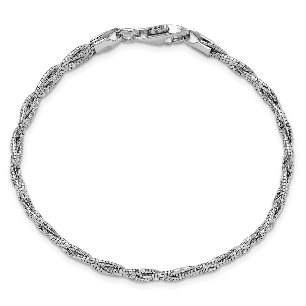 Sterlingsilber Poliert Rhodiniert Diamantiert Geflochten Armband