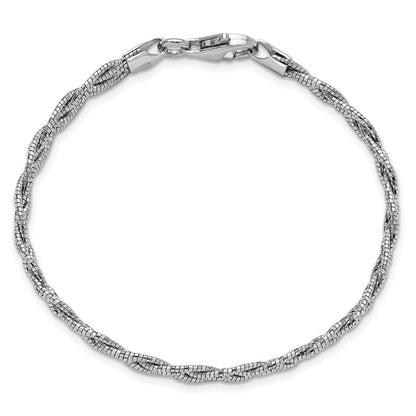Sterlingsilber Poliert Rhodiniert Diamantiert Geflochten Armband