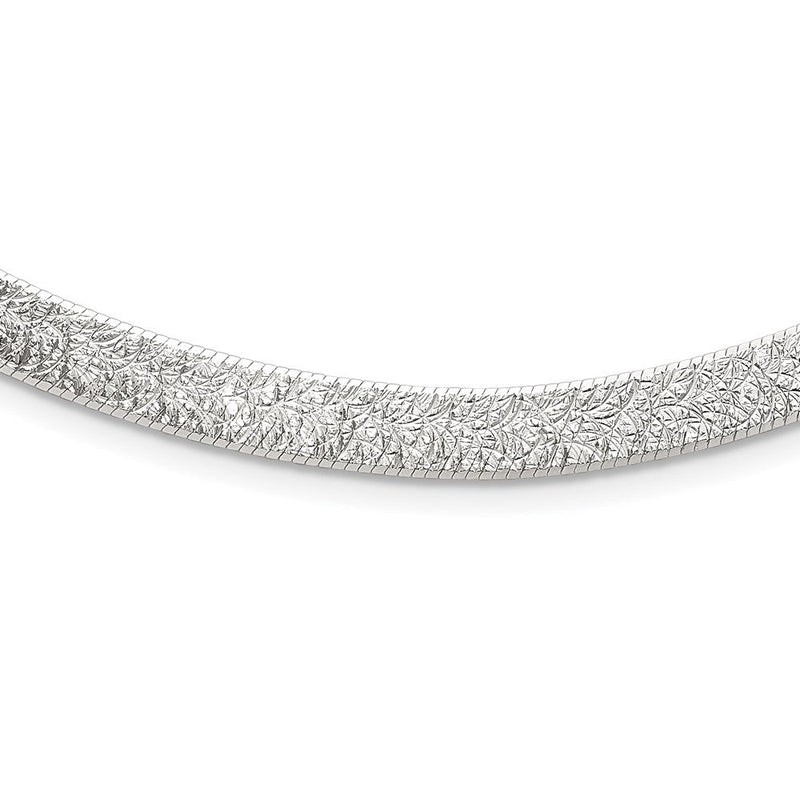 Sterlingsilber Poliert und Strukturiert 8mm Flach Fischgrät 18 Zoll Halskette