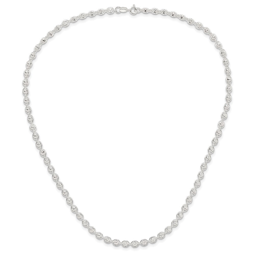 Sterlingsilber Poliert und Diamantiert Gekugelt Halskette