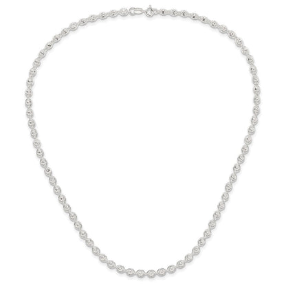 Sterlingsilber Poliert und Diamantiert Gekugelt Halskette