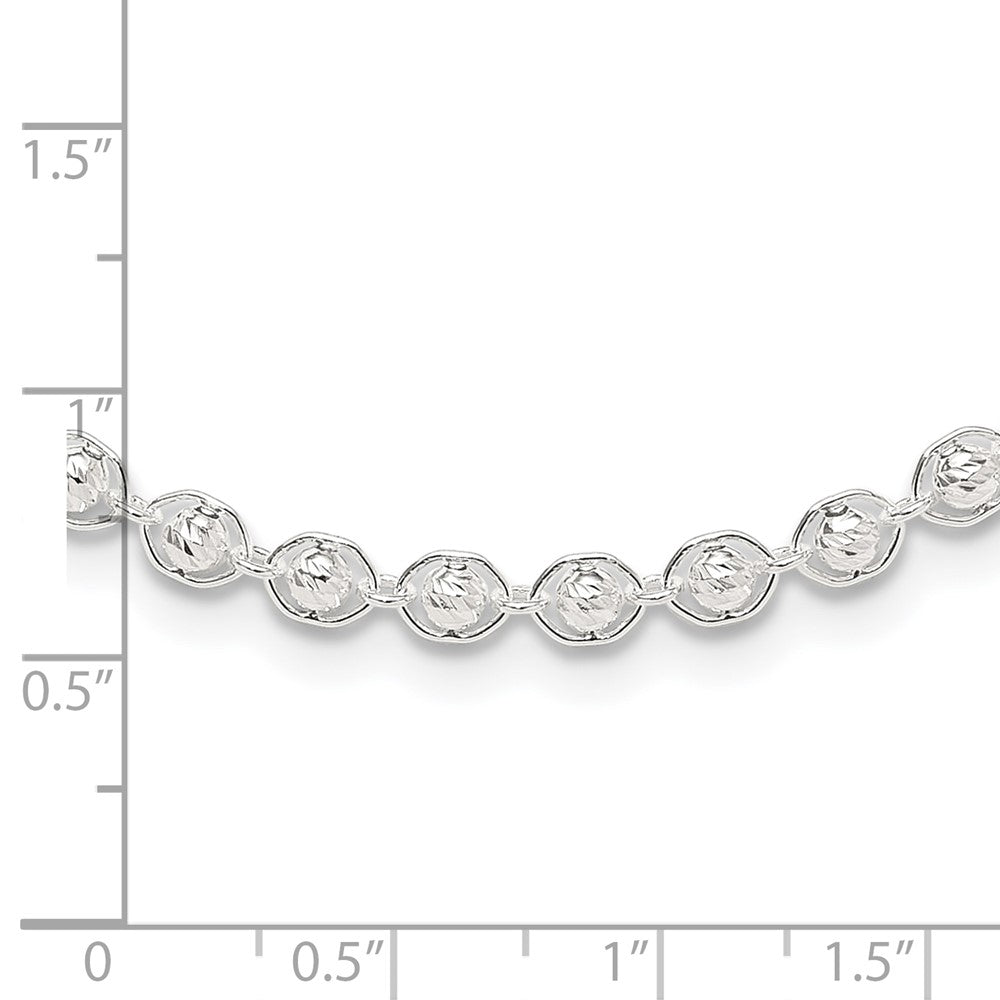 Sterlingsilber Poliert und Diamantiert Gekugelt Halskette