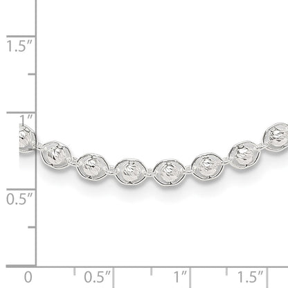 Sterlingsilber Poliert und Diamantiert Gekugelt Halskette