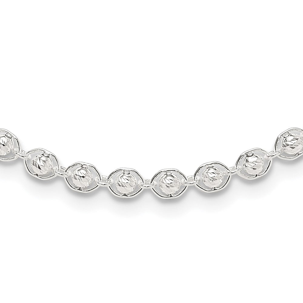 Sterlingsilber Poliert und Diamantiert Gekugelt Halskette