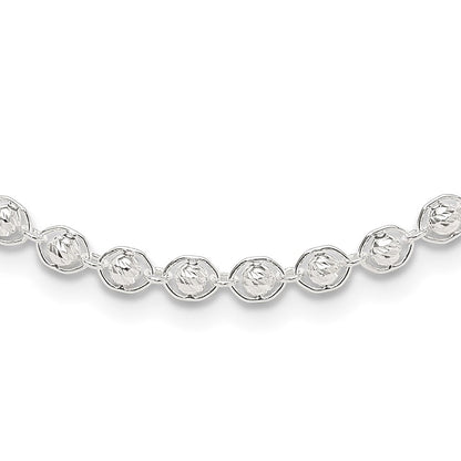 Sterlingsilber Poliert und Diamantiert Gekugelt Halskette