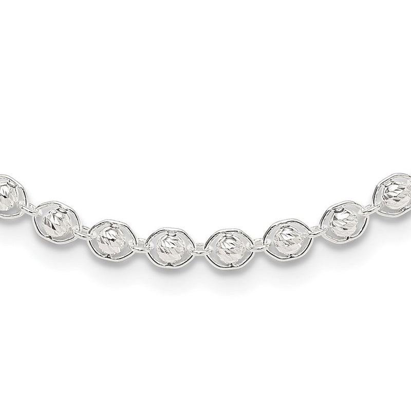 Sterlingsilber Poliert und Diamantiert Gekugelt Halskette