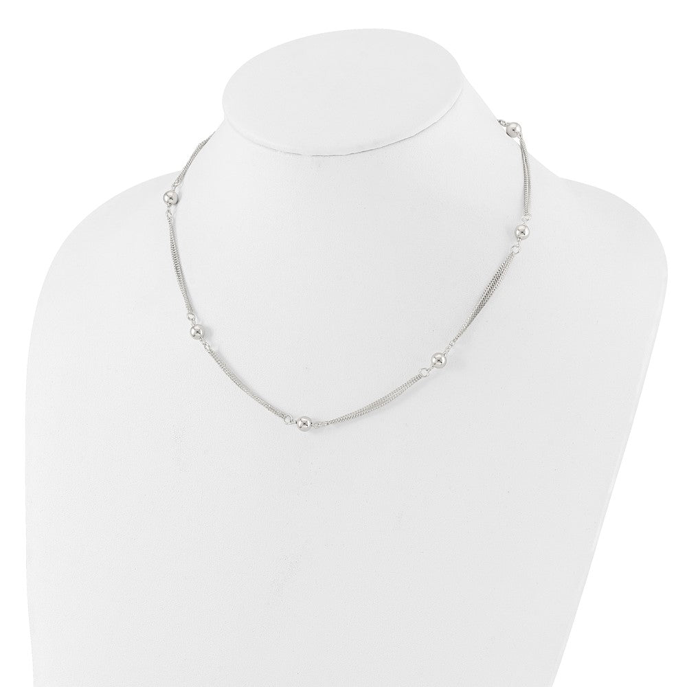 Sterlingsilber Poliert Multi-strand Gekugelt 18 Zoll Halskette