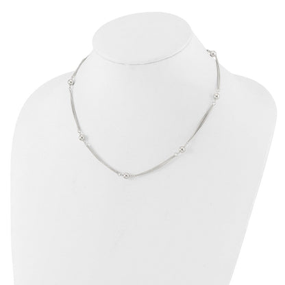 Sterlingsilber Poliert Multi-strand Gekugelt 18 Zoll Halskette