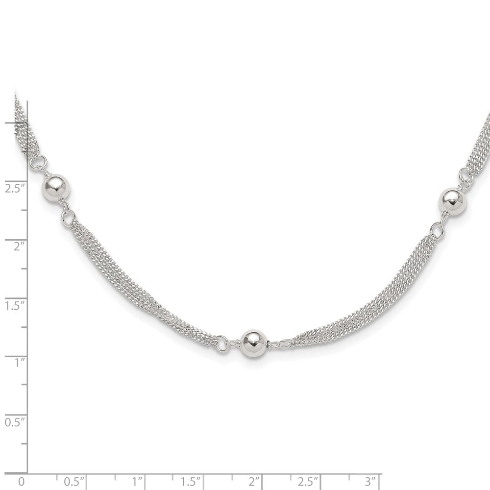 Sterlingsilber Poliert Multi-strand Gekugelt 18 Zoll Halskette
