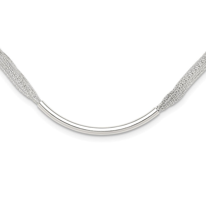 Sterlingsilber Poliert Multi-strand 18 Zoll mit 2 Zoll Verlängerung. Röhre Halskette