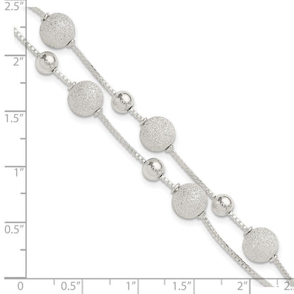 Sterlingsilber Poliert & Lasergraviert Gekugelt 2 Strang 7 Zoll mit 1 Zoll Verlängerung Armband