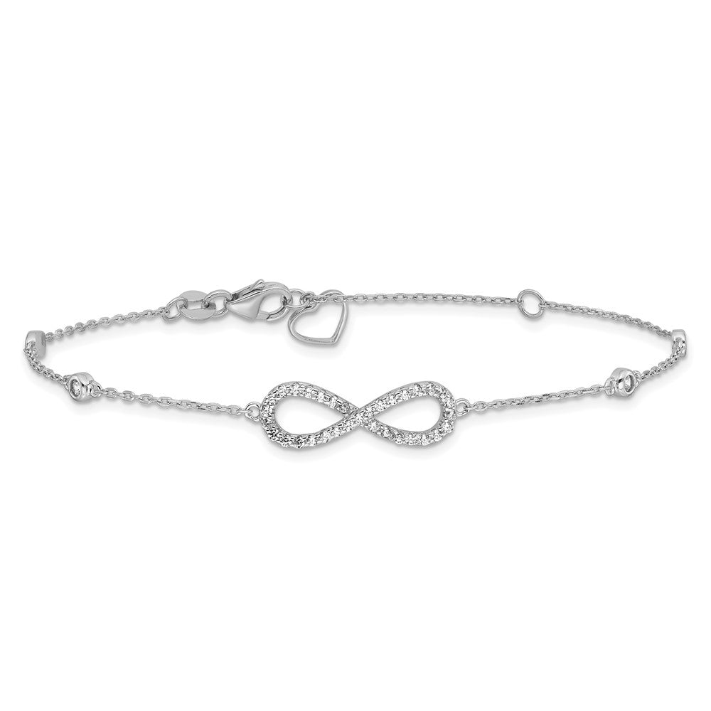 Sterlingsilber Rhodiniert-plate Zirkonia Unendlichkeit Armband und Halskette Set