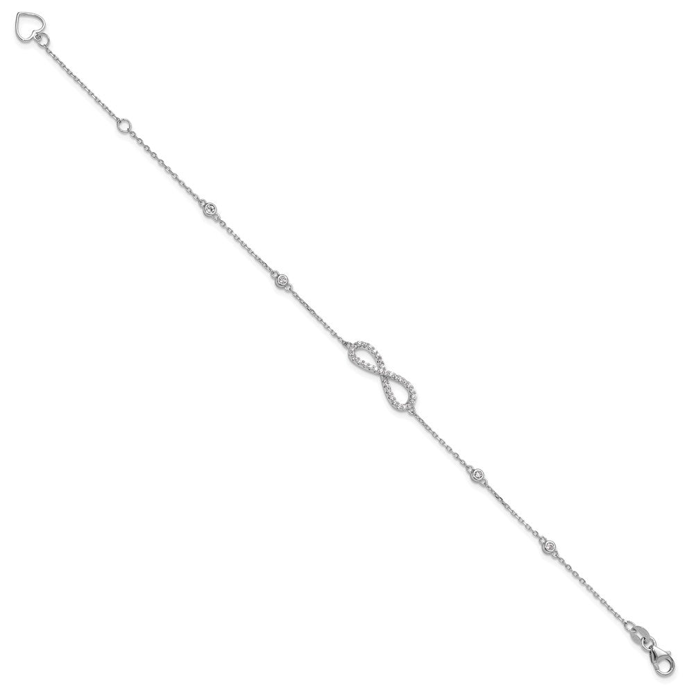 Sterlingsilber Rhodiniert-plate Zirkonia Unendlichkeit Armband und Halskette Set