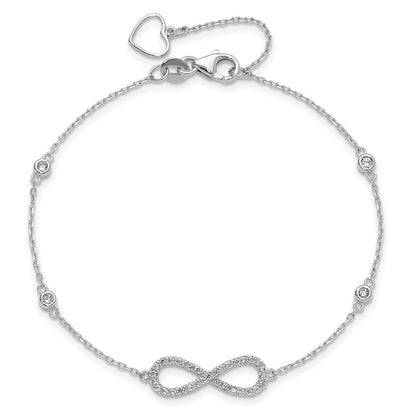 Sterlingsilber Rhodiniert-plate Zirkonia Unendlichkeit Armband und Halskette Set