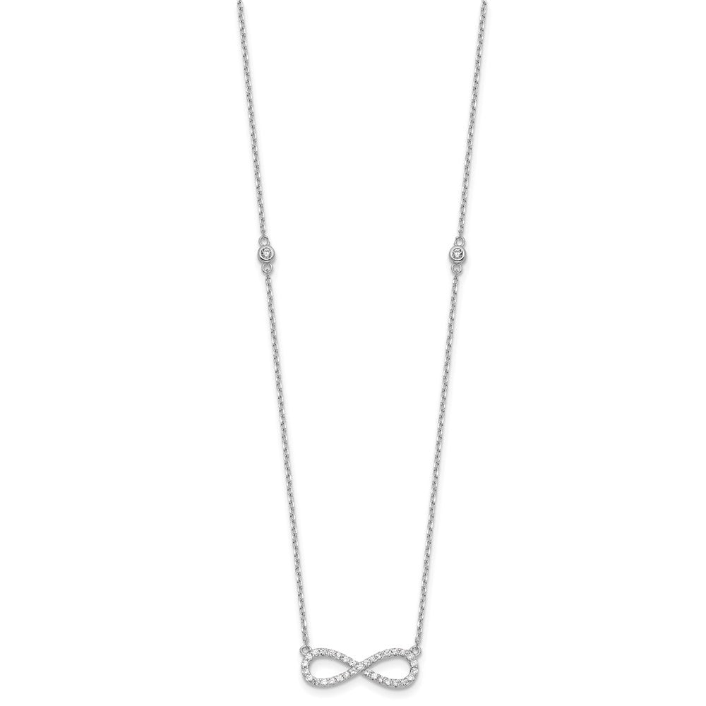 Sterlingsilber Rhodiniert-plate Zirkonia Unendlichkeit Armband und Halskette Set