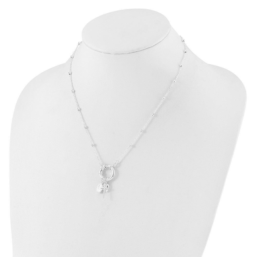 Sterlingsilber Herz/miraculous Medaille/cross Charm 18 Zoll Halskette