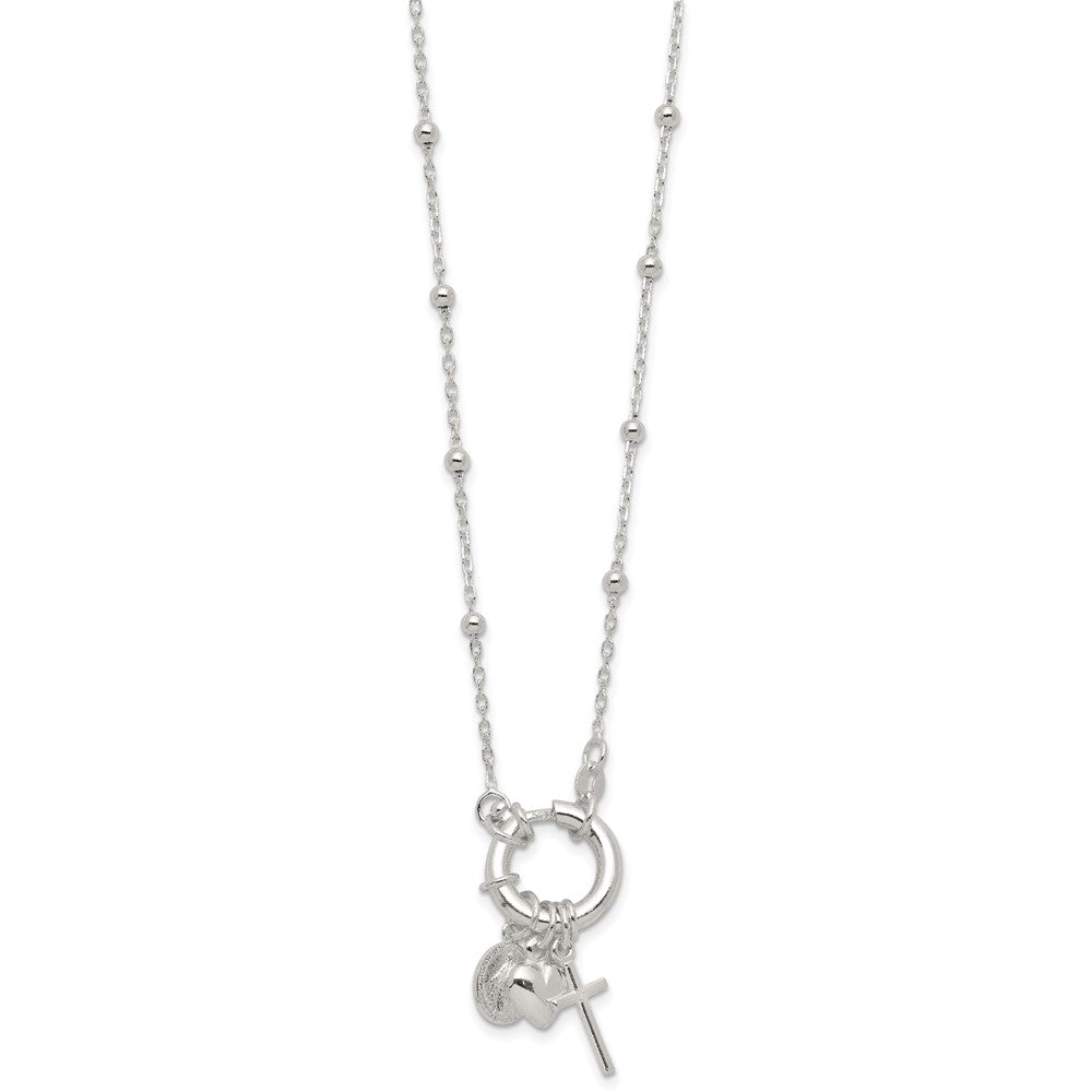 Sterlingsilber Herz/miraculous Medaille/cross Charm 18 Zoll Halskette