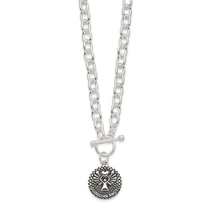 Sterlingsilber Oxidiert Hängend Schutzengel Engel Knebel Verschluss Halskette